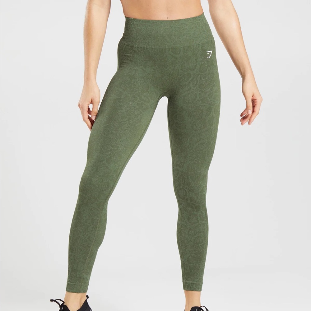 Gymshark Adapt Seamless Leggings Green Animal Print XXL
